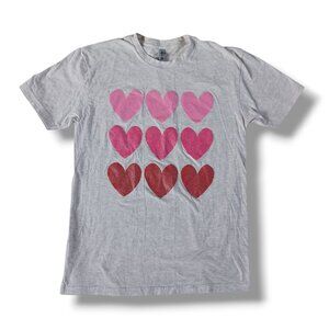 Glitter Hearts Womens Graphic Tee Shirt Top Short Sleeve Unisex Fit Size M